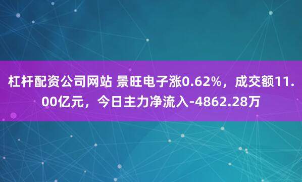 杠杆配资公司网站 景旺电子涨0.62%，成交额11.00亿元，今日主力净流入-4862.28万